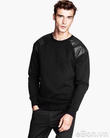 Áo nỉ nam dài tay H&M màu đen ATD146
