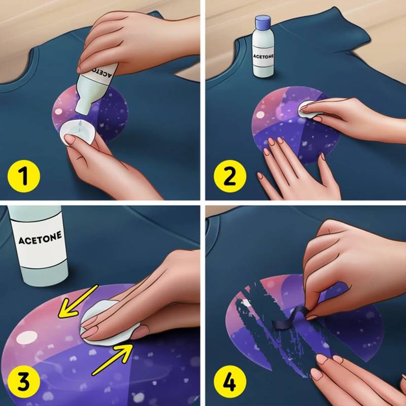 Dùng nước tẩy sơn móng tay hoặc axeton để xoá hình in trên quần áo