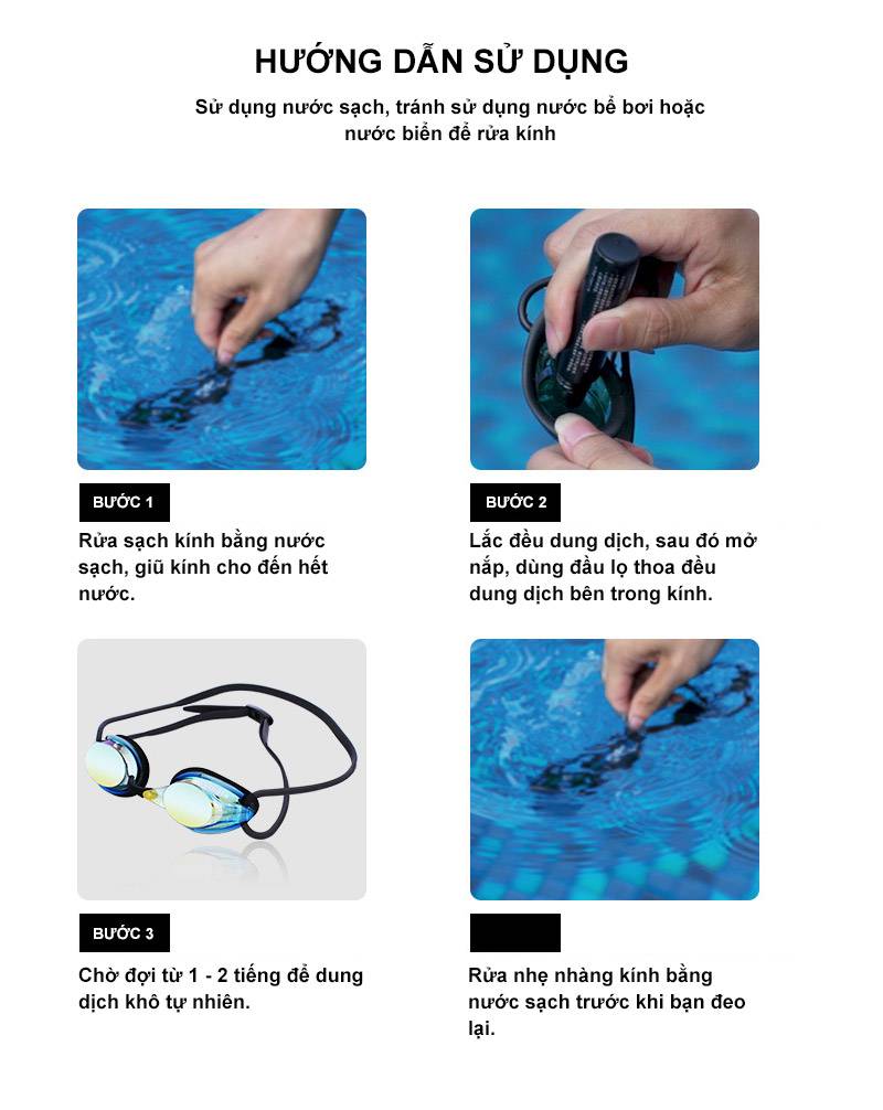 Hướng dẫn sử dụng dung dịch chống mờ kính bơi