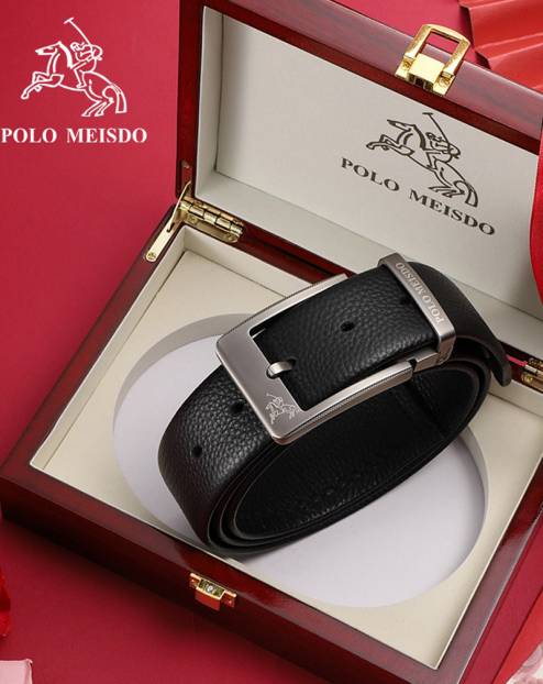 Thắt lưng da nam hàng hiệu cao cấp Polo Meisdo TL04, full hộp gỗ và túi giấy, thích hợp làm quà tặng